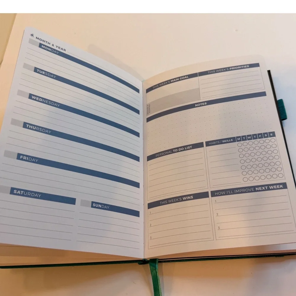 Clever Fox Weekly Planner 2nd Edition NonDated Turquoise Vegan Leather Organizer